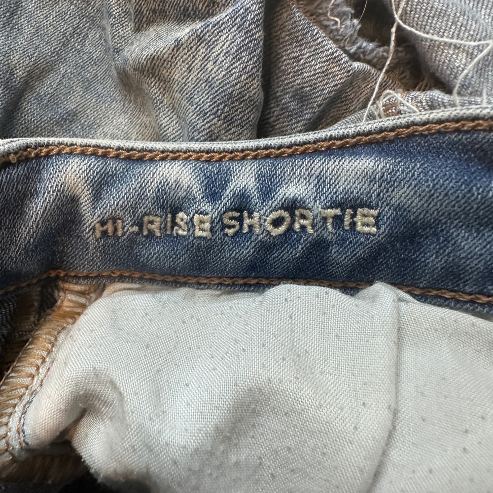 American Eagle Shorts Women 2 Blue Hi-Rise Shortie Distressed Next Level Stretch - Picture 4 of 10